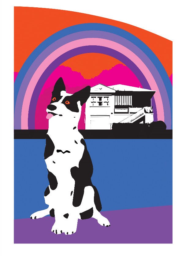 'Cattle Dog & Rainbow' by Mish Moran