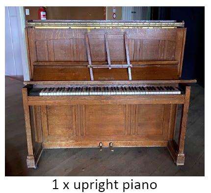 Cromwell Memorial Hall material reuse - piano