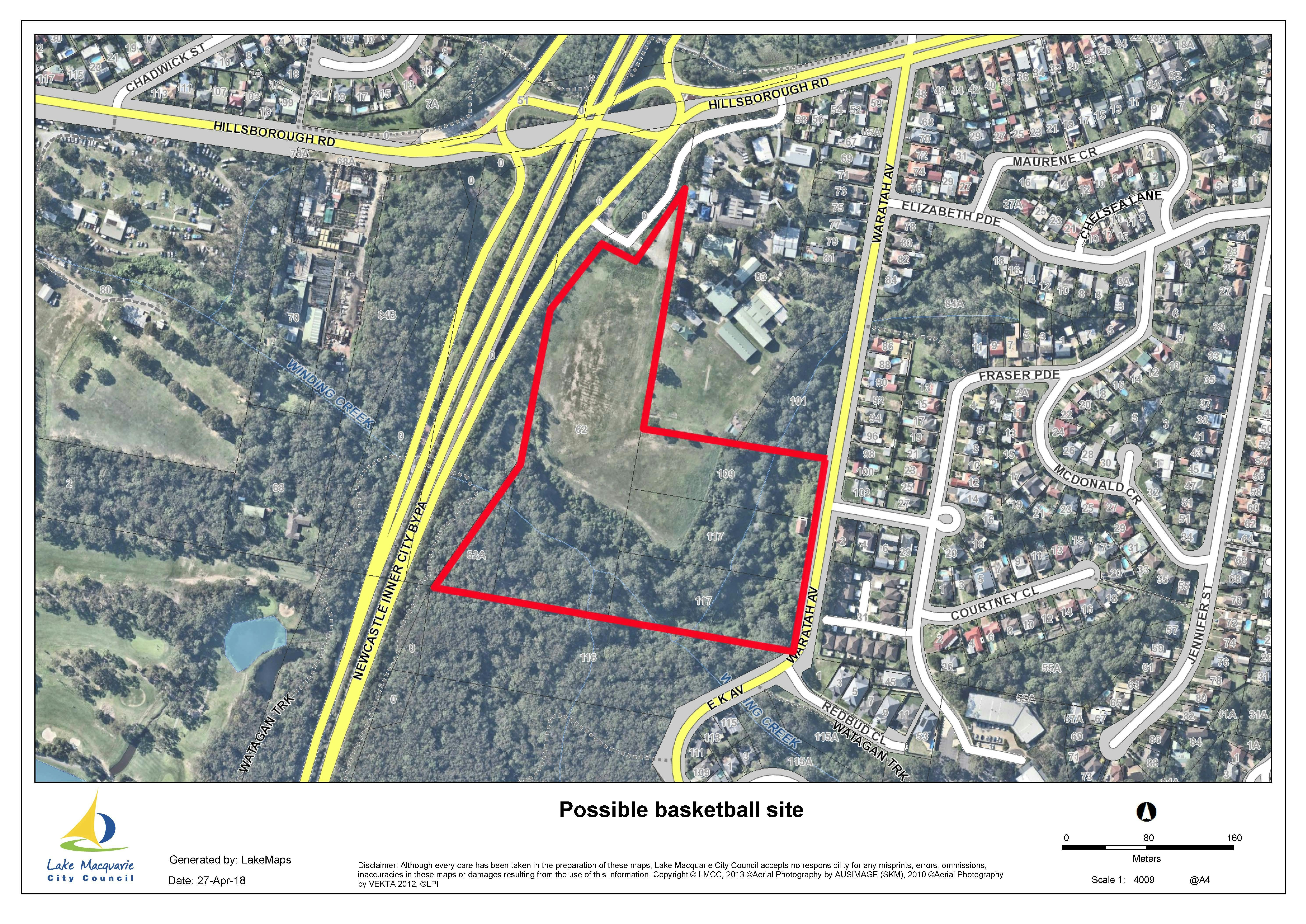 Potential location of a new indoor sports facility