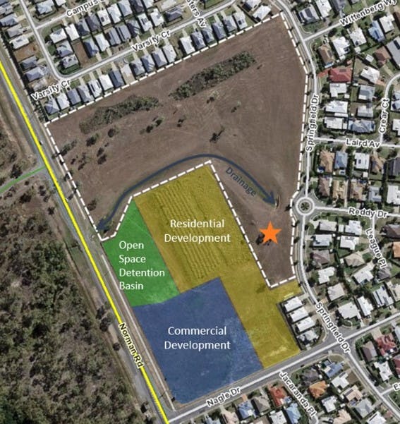 The play space will be located at 788 Norman Road, Norman Gardens. The orange star shows the proposed location.