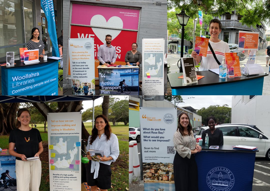 A collage of pictures depicting council staff running pop-up engagement events