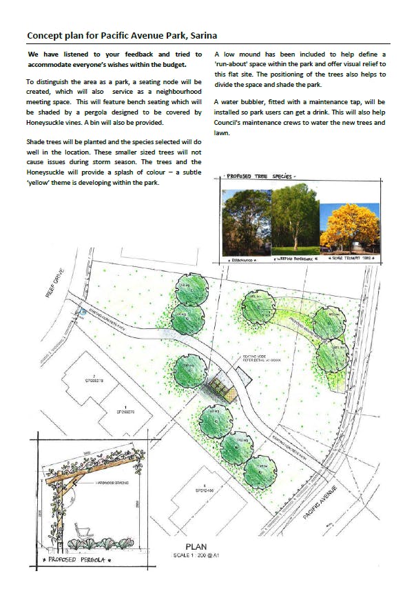 Concept plan of Pacific Ave Park