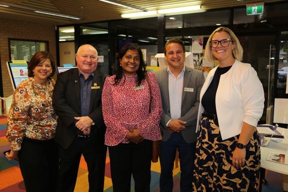Afternoon Tea with (from left) Beatriz Calero Clark, Councillors, Graham Barry, Yaso Ponnuthurai, Mark Bain, Hon Hannah Beazley