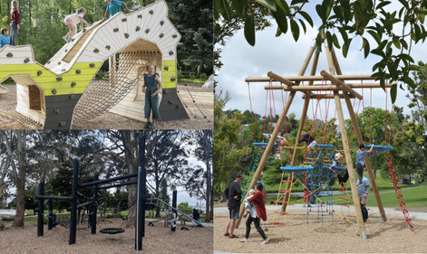 Adventure play. For example: a parkour zone, mini bouldering wall or climbing net.