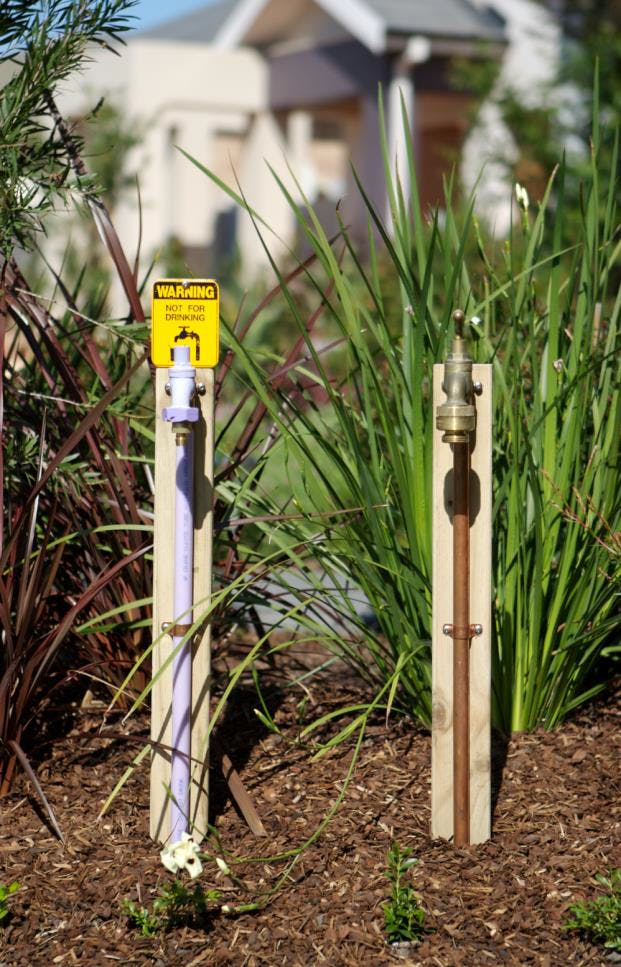 Recycled water taps in the garden