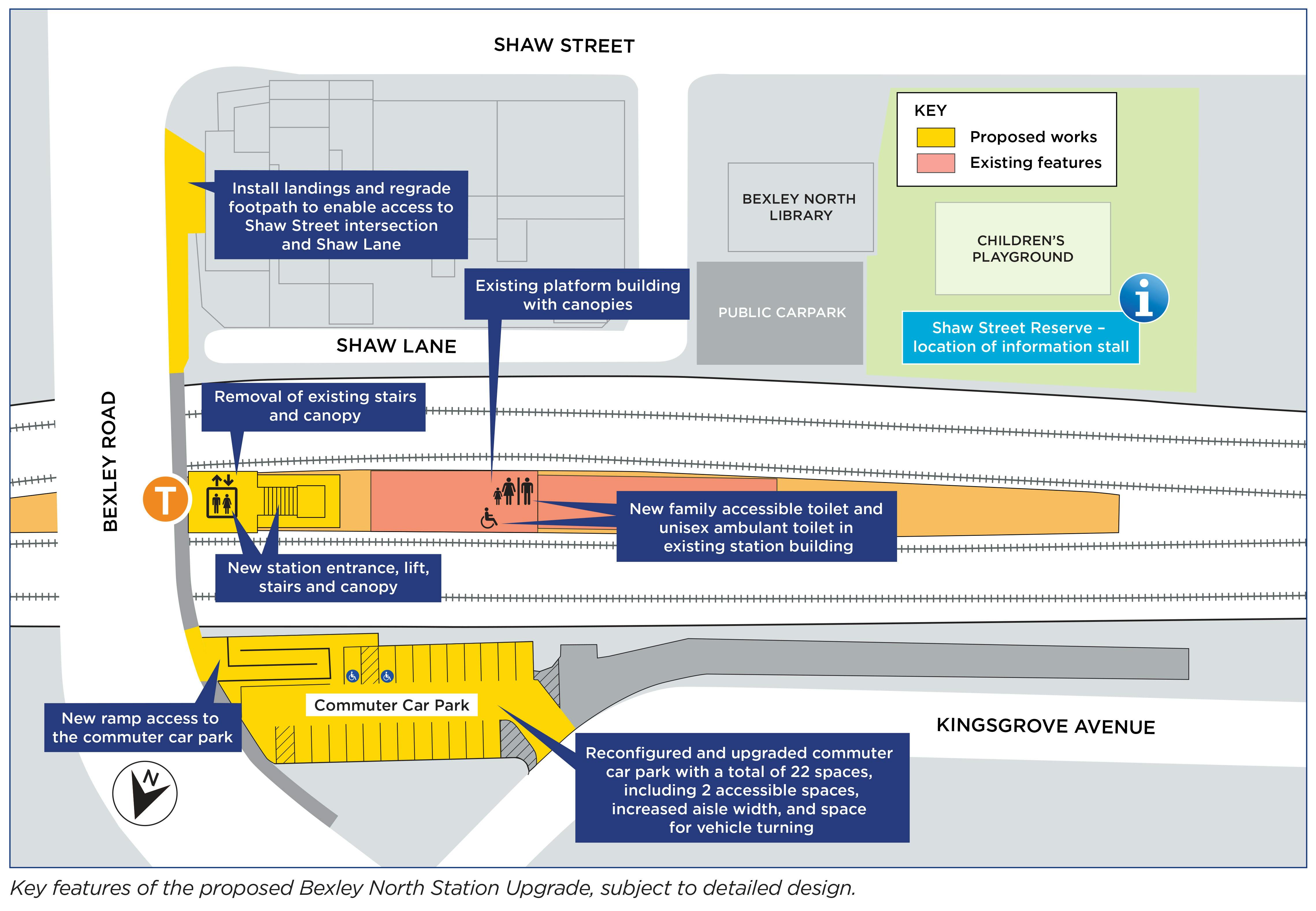 Proposed Bexley North Station Upgrade, subject to detailed design.