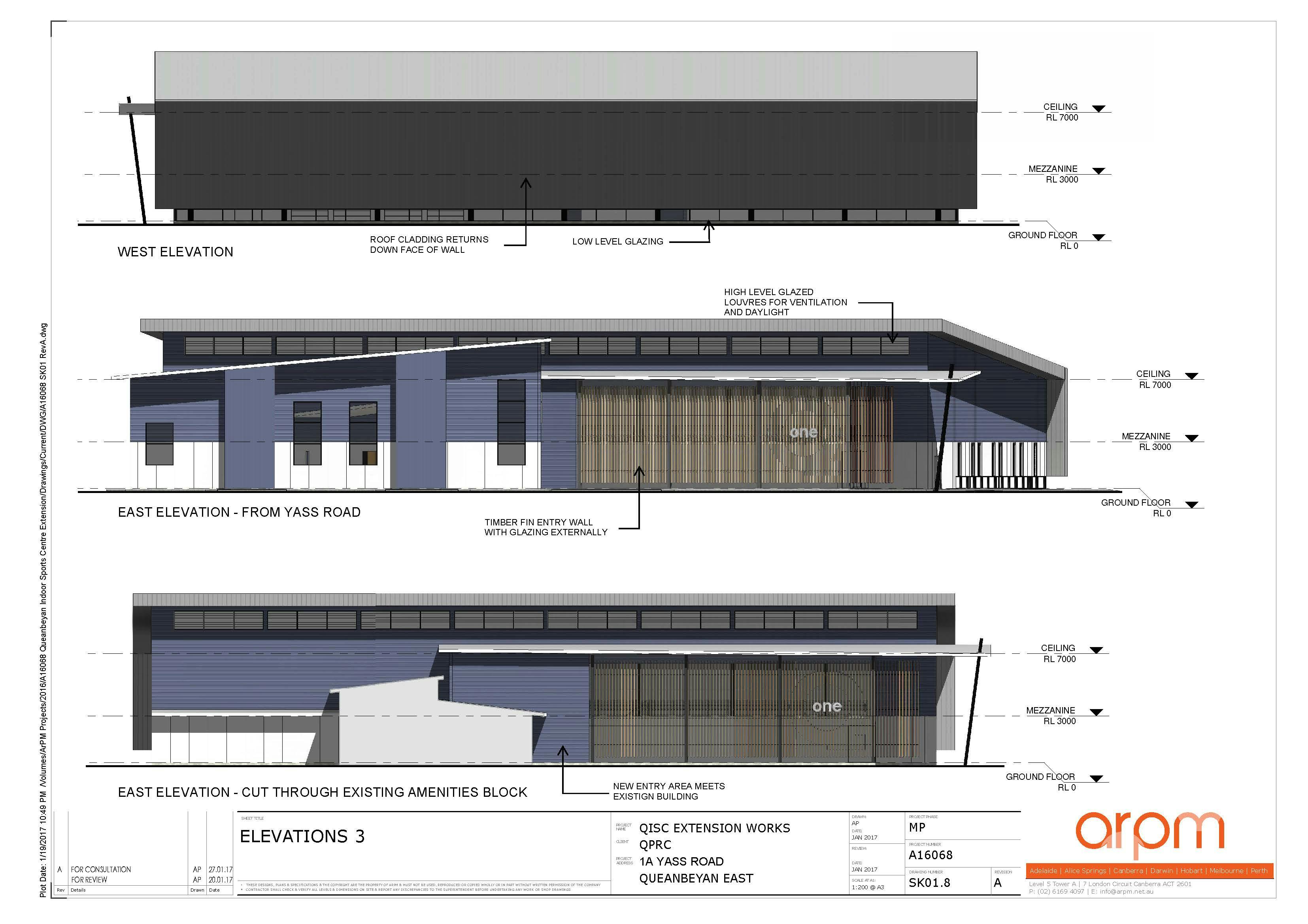 Queanbeyan Indoor Sports Centre extension - elevations 3