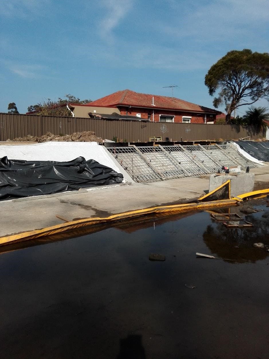 Reinforcement in place prior to concrete pour