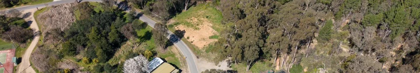 An aerial image of the Yackandandah Sports Park, depicting the site of the proposed pump track site.