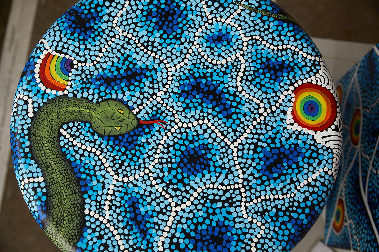 Top view of Jason King's water themed art seat