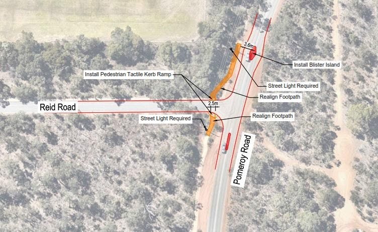 Proposed Changes: Intersection of Pomeroy Road and Reid Road.