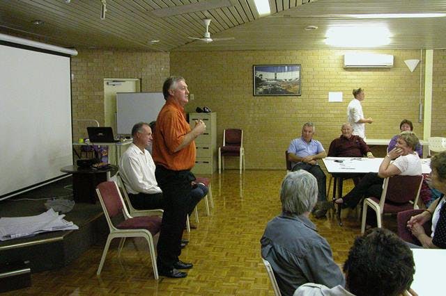 Shire President Wayne Sanford addresses the community forum