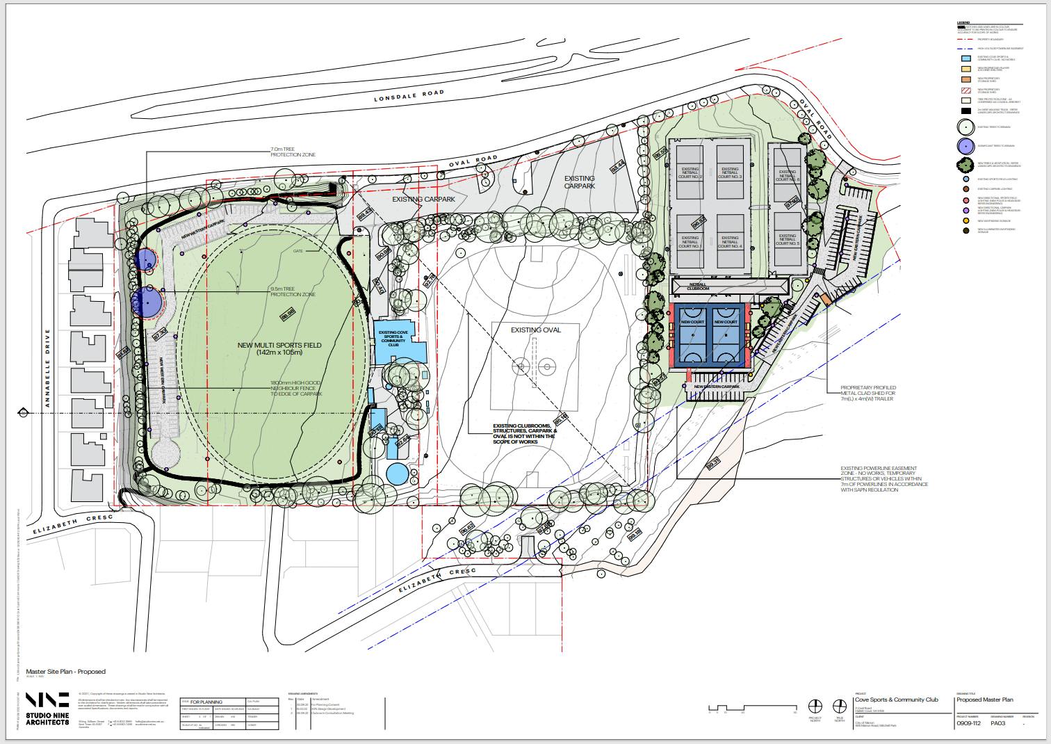 Cove Sports Netball and Lower Oval Masterplan