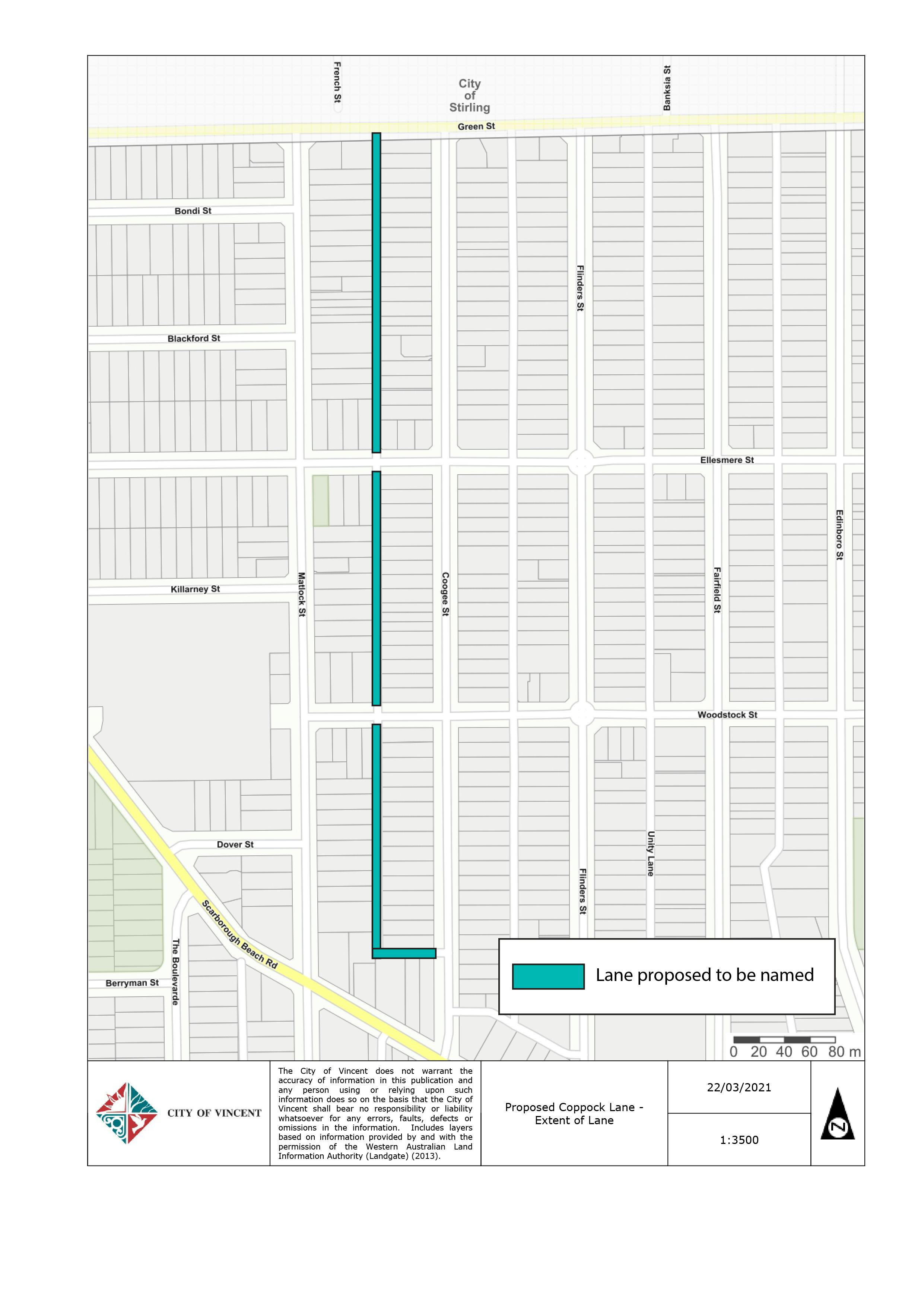 Plan showing location and extent of lane