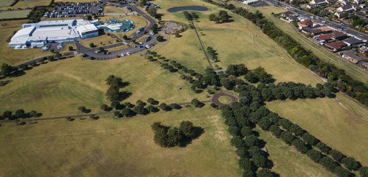 Aerial view of north-eastern part of Lloyd Elsmore Park