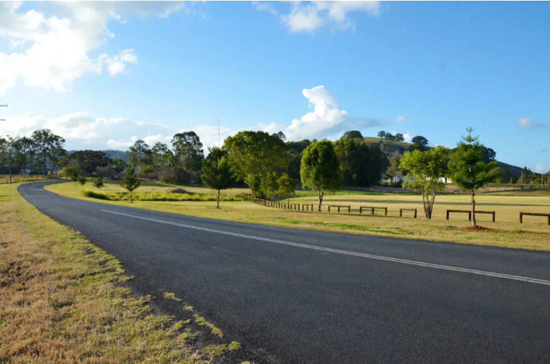 A colour  photograph of a road in Lismore.