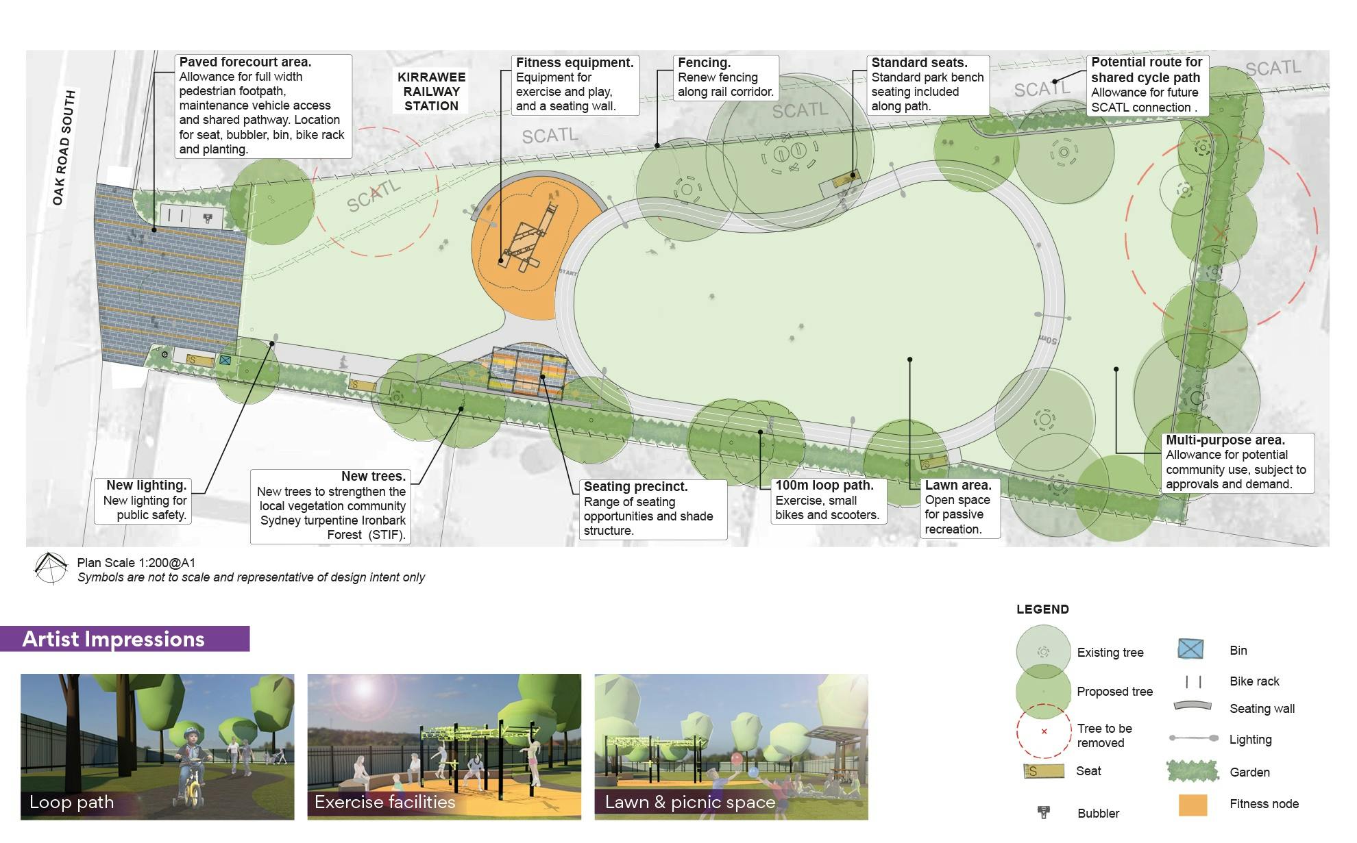 Concept design map - new park at Oak Road, Kirrawee