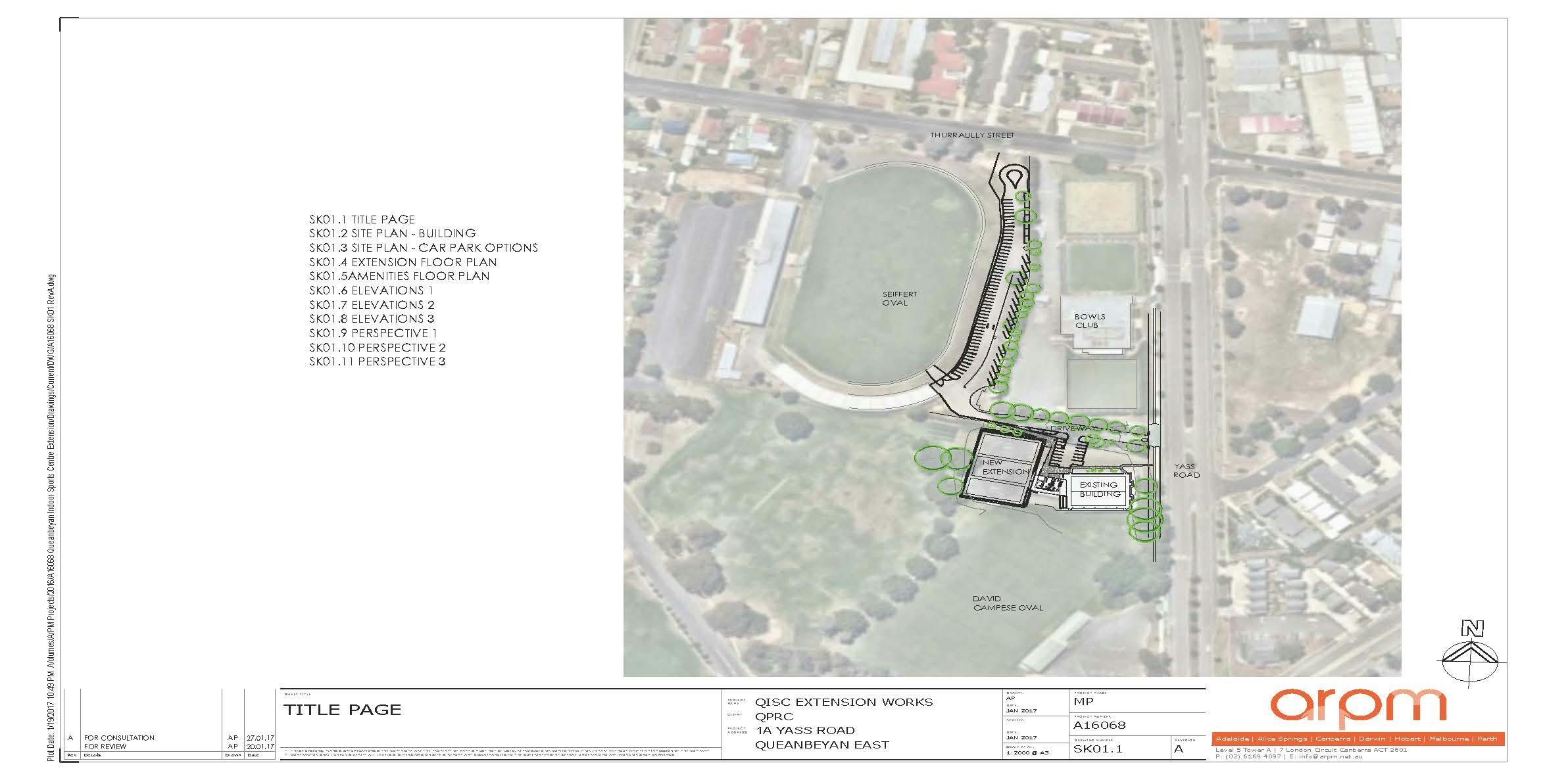 Queanbeyan Indoor Sports Centre concept plans overall site