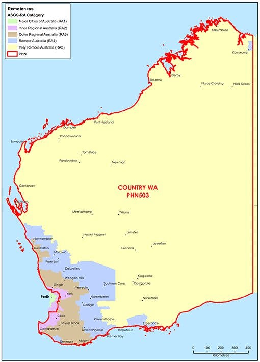ASGS remoteness map of Western Australia
