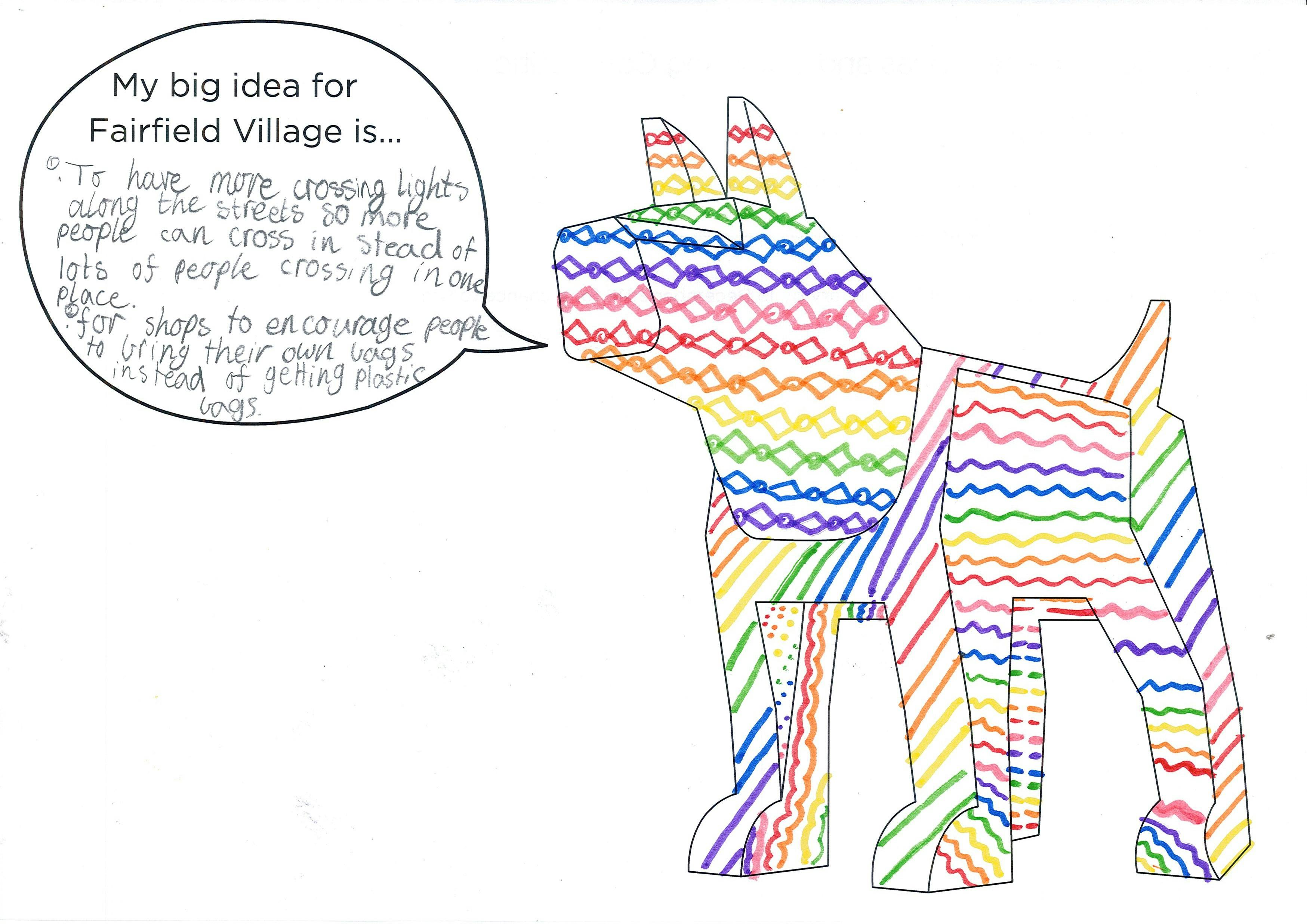 Winner in FIDO Ideas and Colouring Compeition, December 2016 - Darcy Age 9