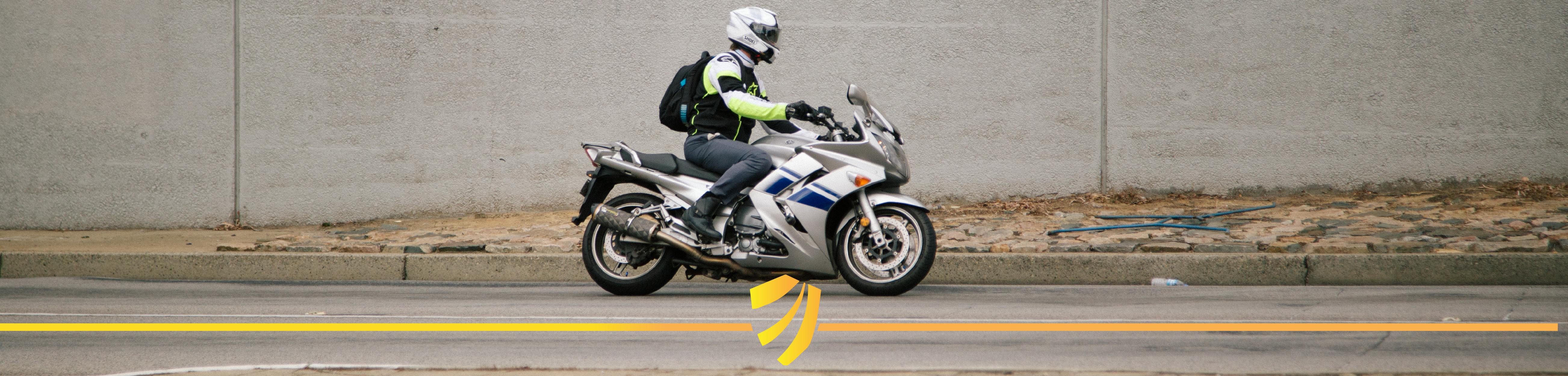 Motorbike rider in safety gear