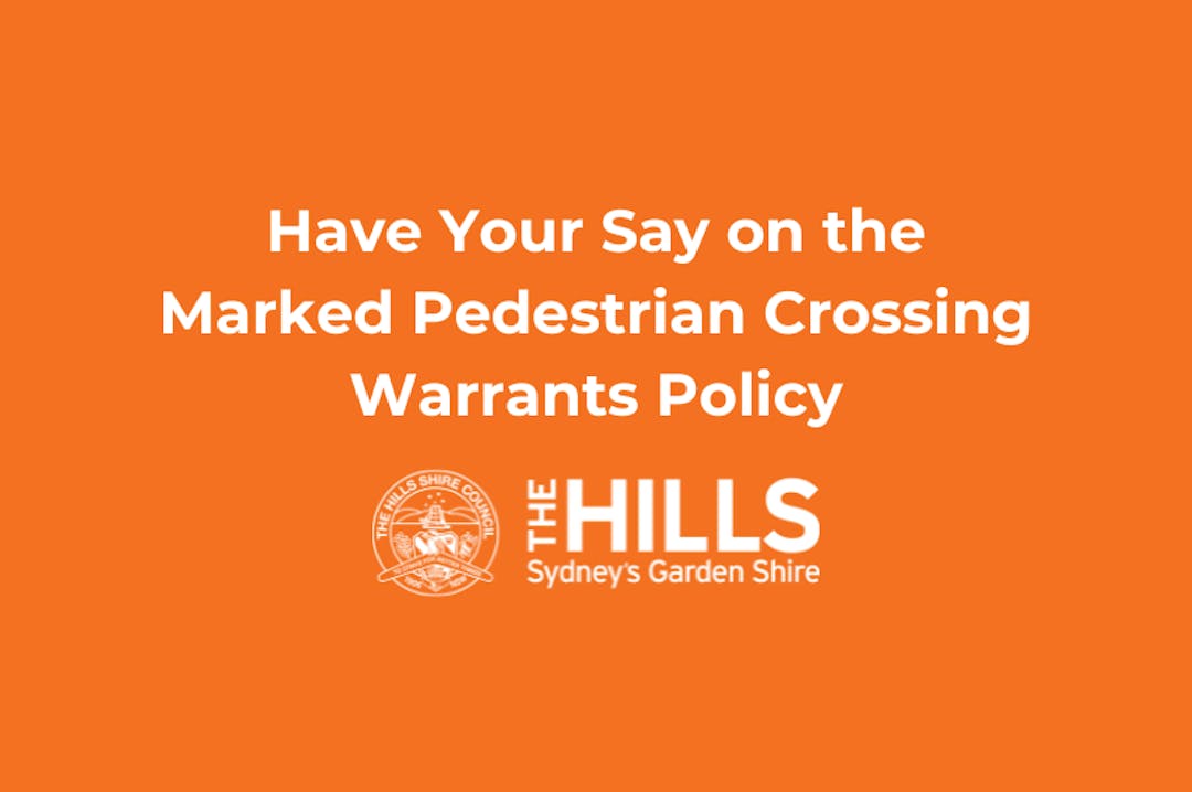 Orange background with the policy title and the hills shire council's logo.