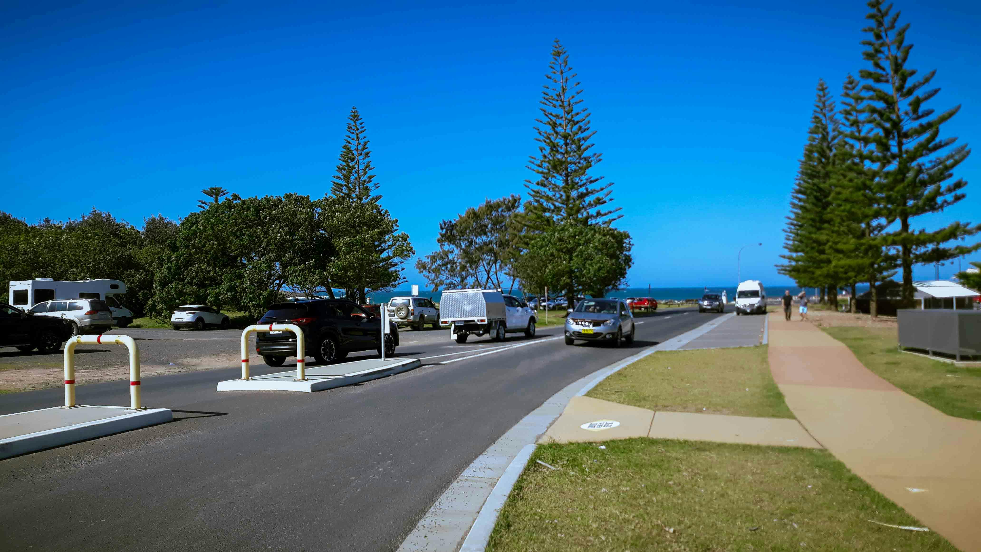 The project includes formalisation of a section of the car park north and east of the pedestrian refuge on Marina Drive.