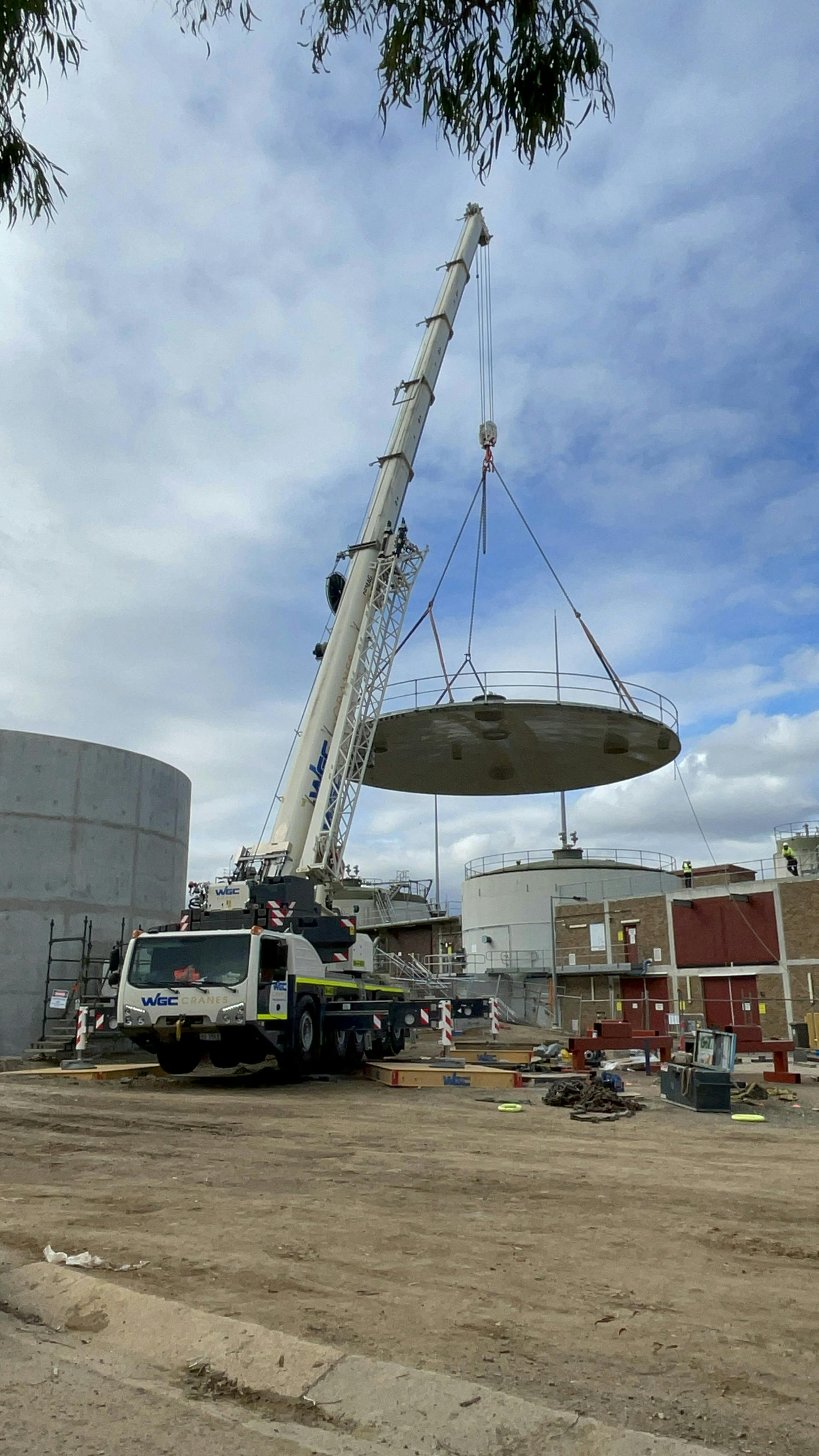 Lifting the lid onto the Digester - August 2023