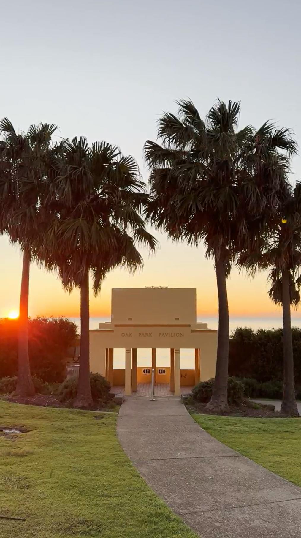 Oak Park Pavilion at sunset