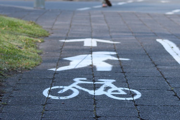 Image of a shared path with cyclist and pedestrian logos