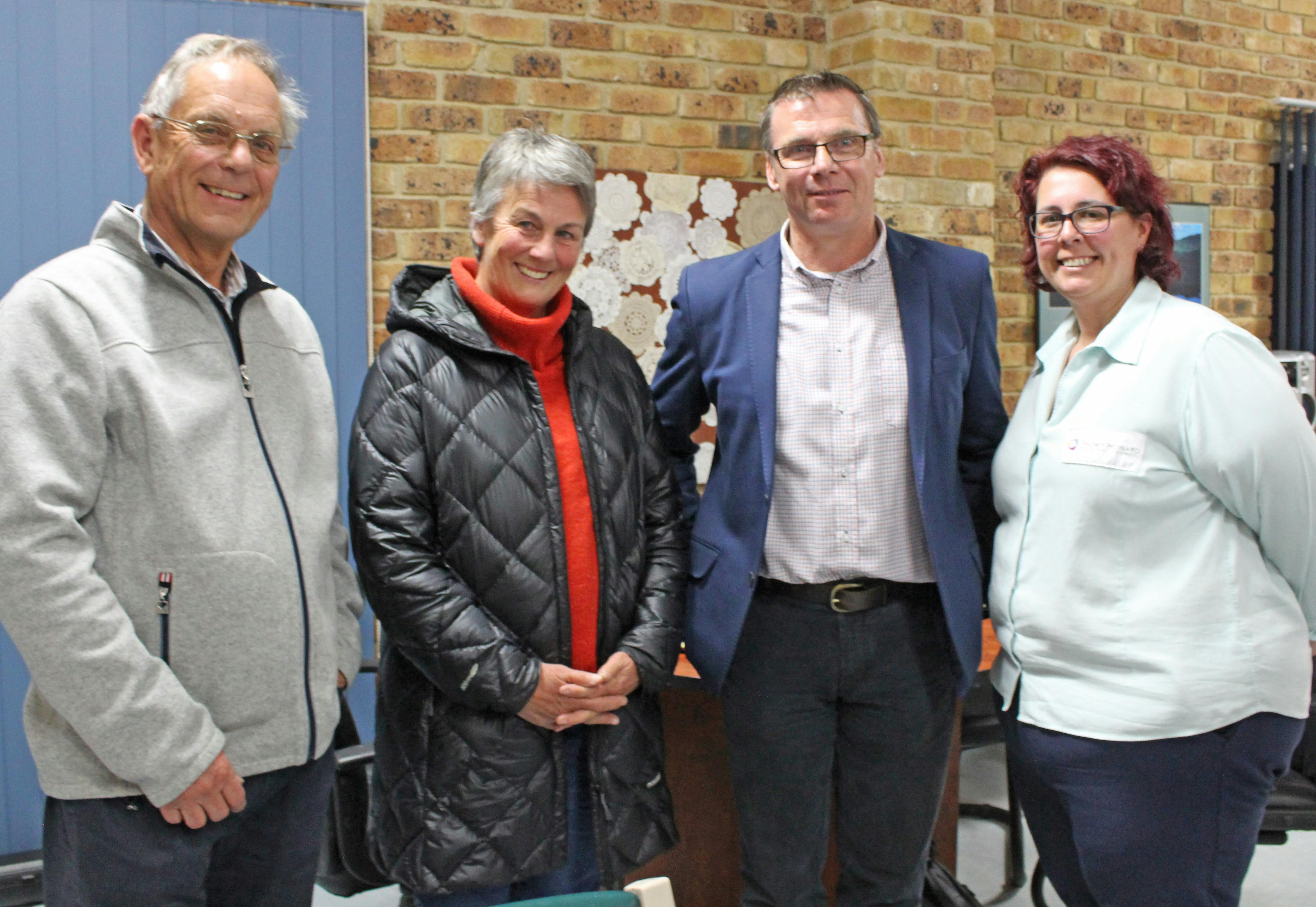 Mayor Peter Beer, Councillor Sue Haslingden, Acting Director Operations and Infrastructure Gary Shakespeare, and Group Manager Asset Management Linda Nicholson