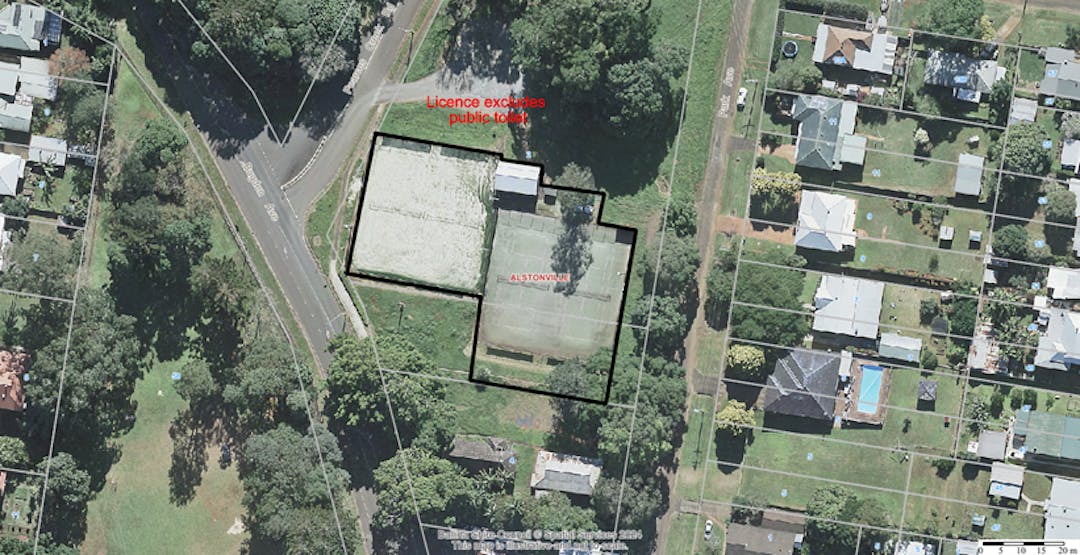 map showing section of land to be licenced at Lumley Park, Alstonville