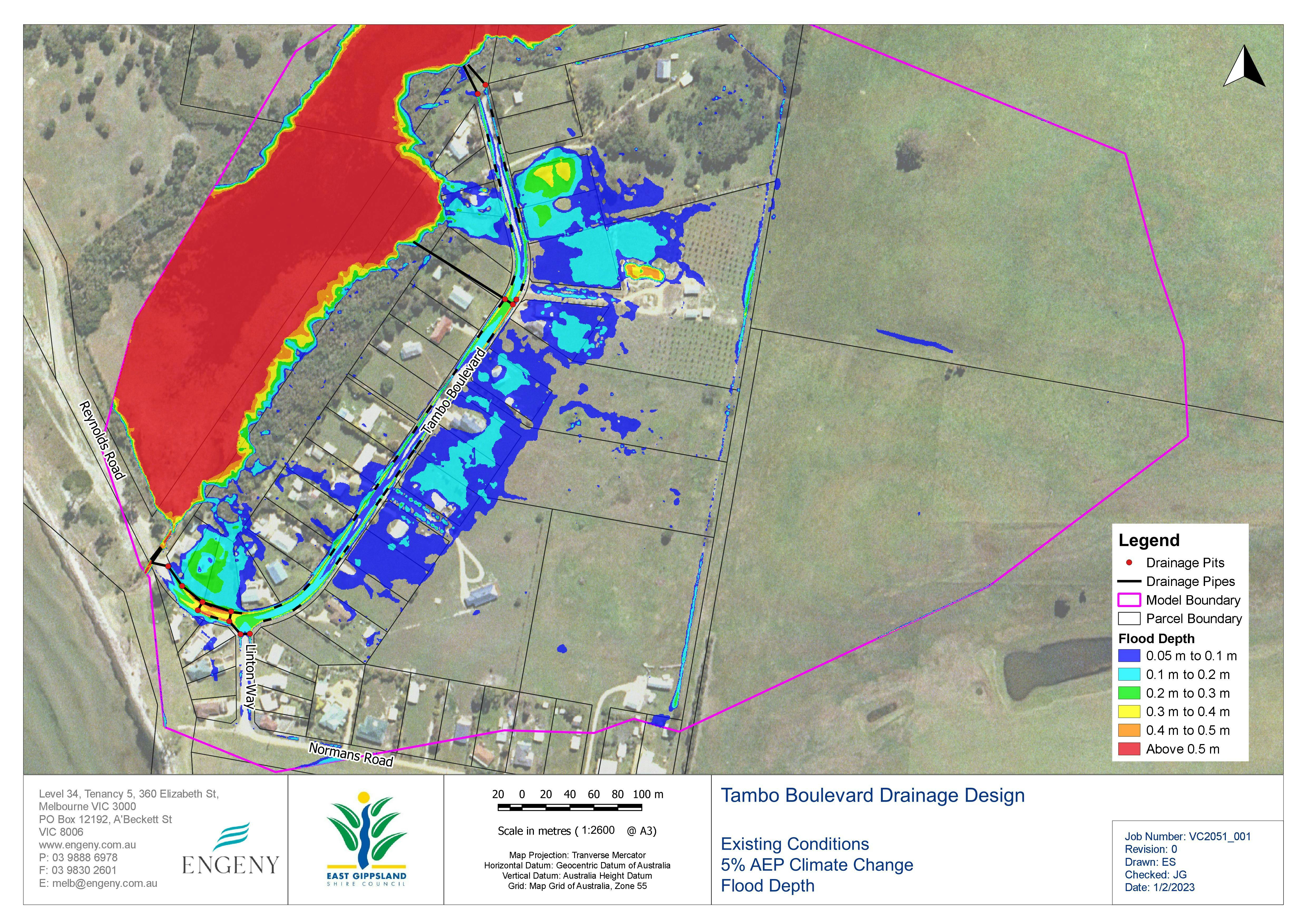 Tambo 5% AEP CC Flood Depth - Existing Conditions