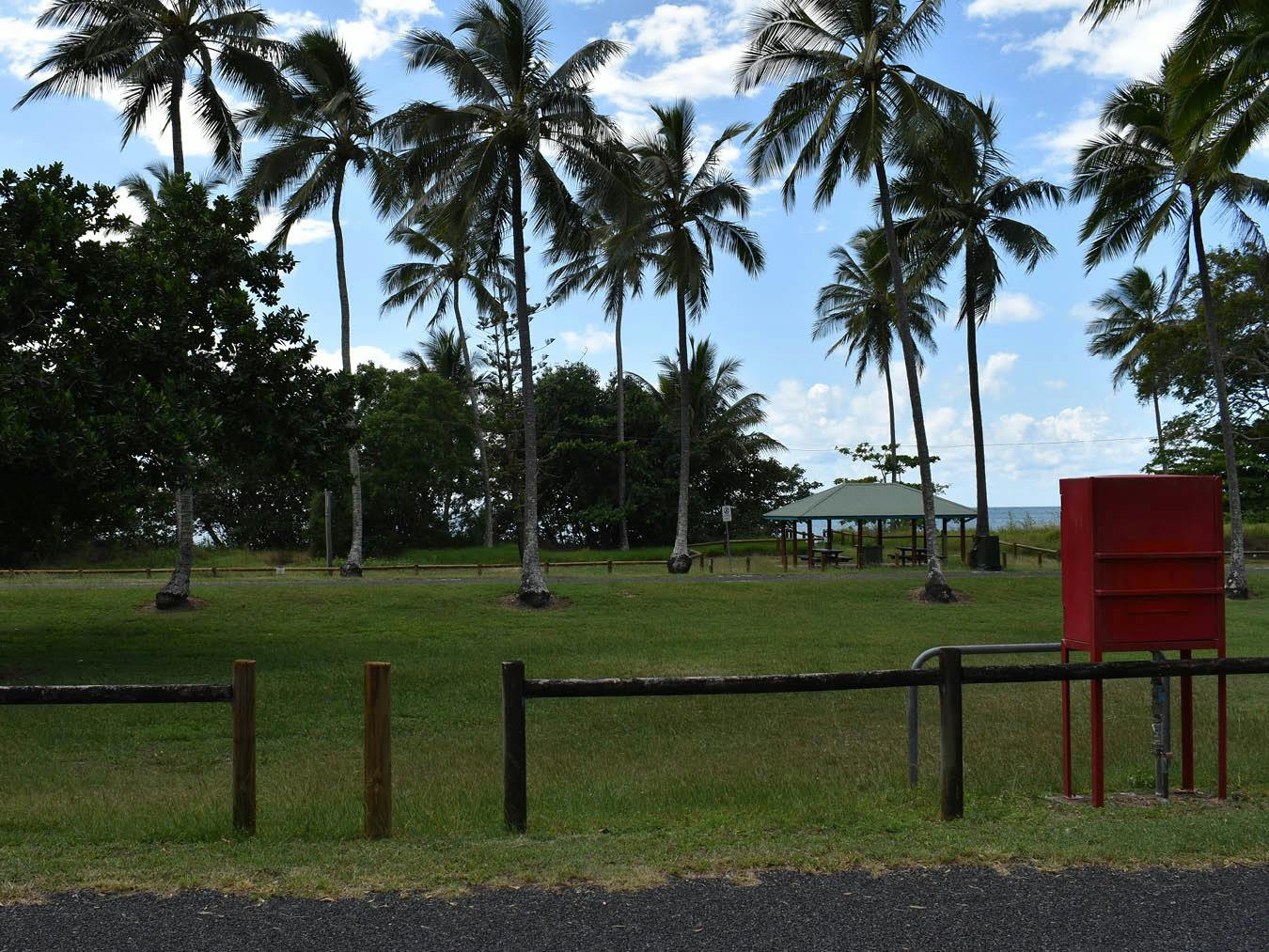 Intersection 2 – Seaforth Esplanade Road. This photograph is looking north towards the beach. A picnic shelter can be seen to the right.