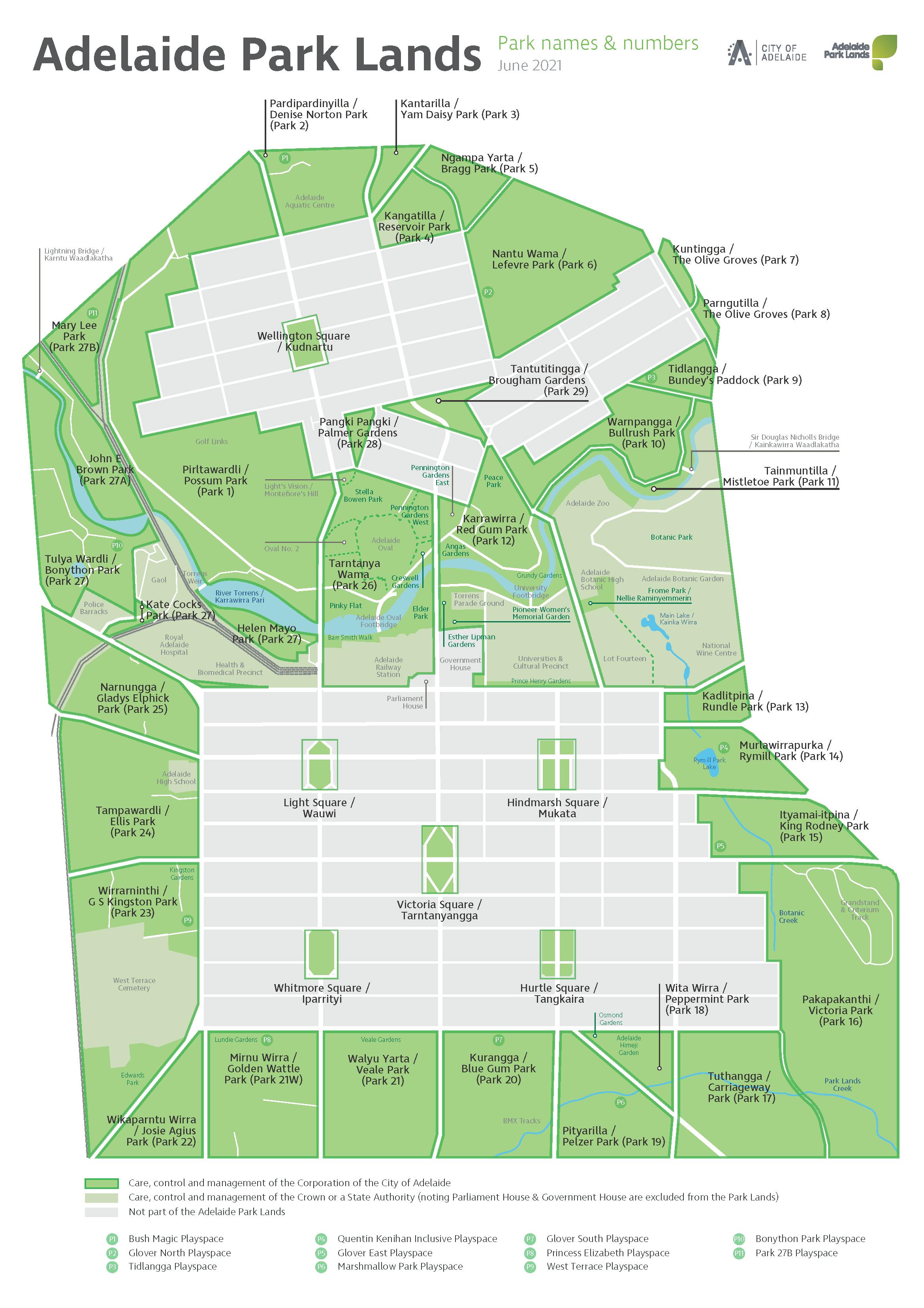 Map of Park Lands Names & Features