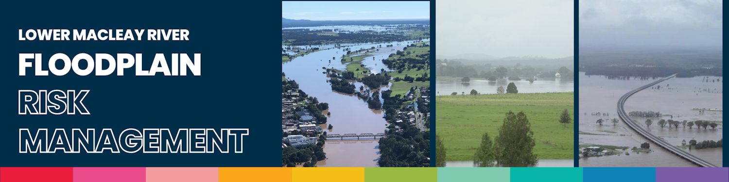 Lower Macleay River Floodplain risk management text and flood images
