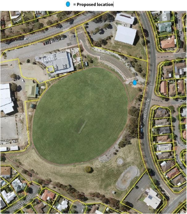 Wynn Vale Oval  proposed permanent, public toilet location