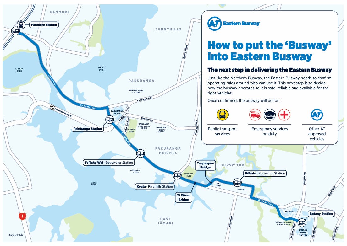 A map of the Eastern Busway Route