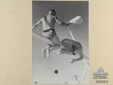 Gaza - two lifesavers stage a pillow fight