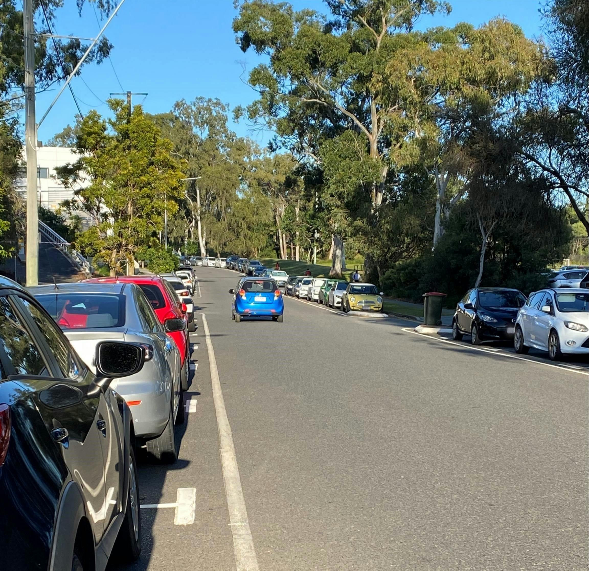 Photo of cars parked along both sides of Barnsdale Place, Greenslopes