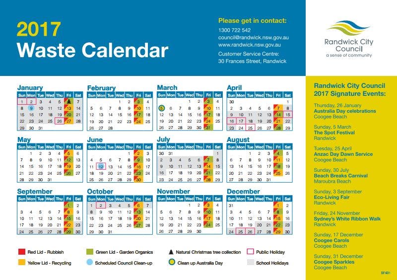 2017 Waste Calendar