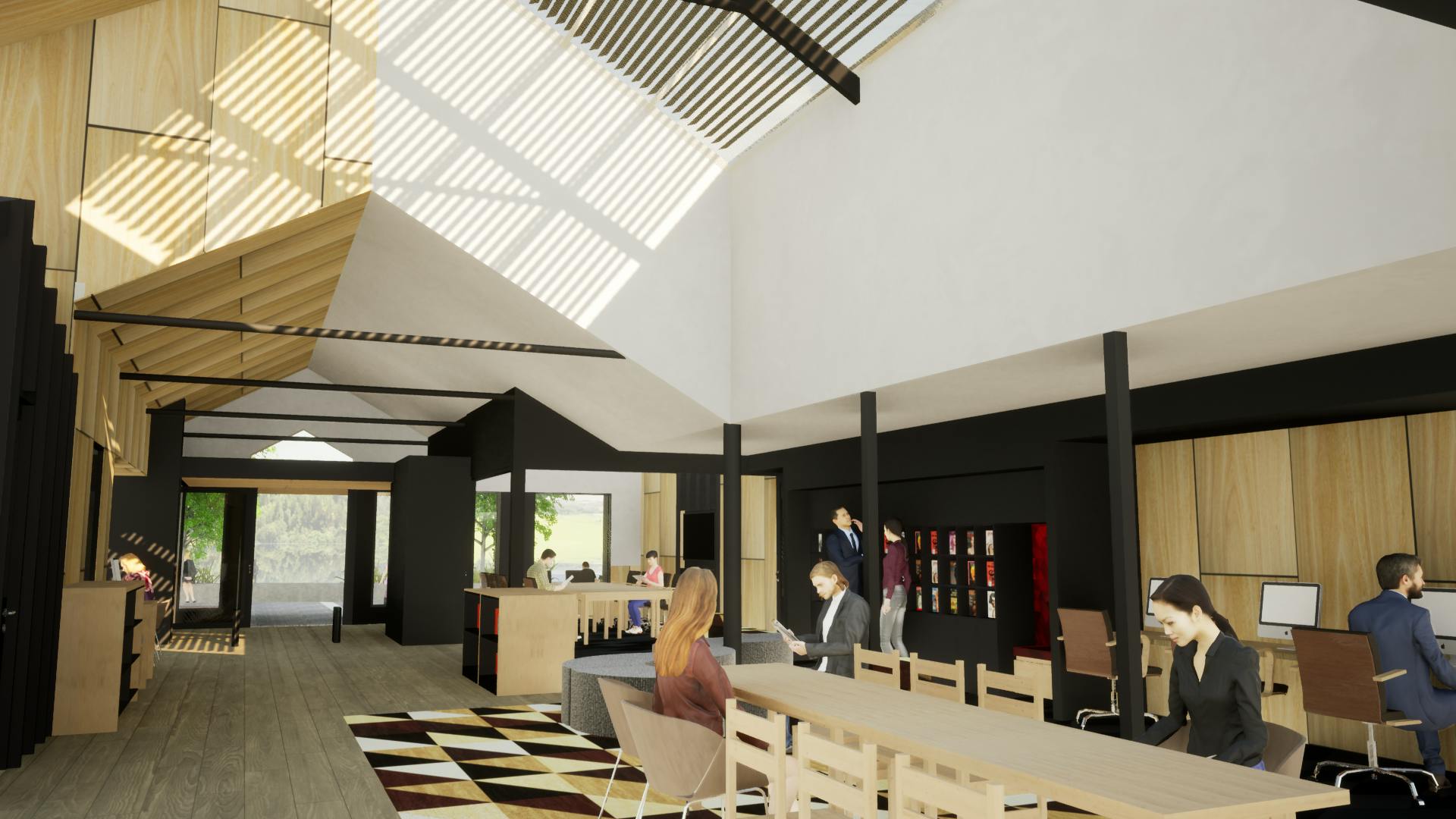 Internal view - computer area and magazine display