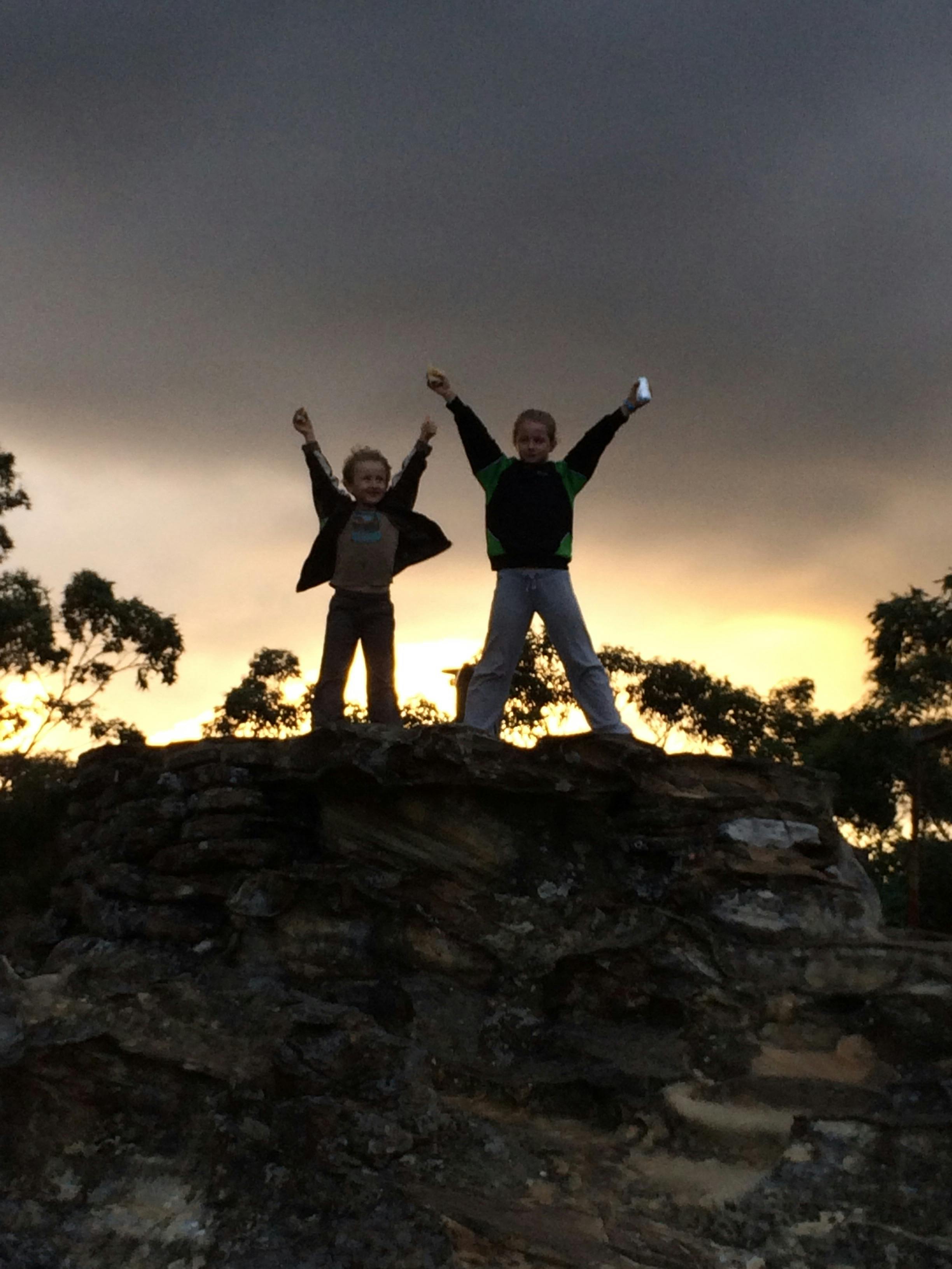 Dinner at one of the mountains great lookouts Anvil Rock, as the sun goes down