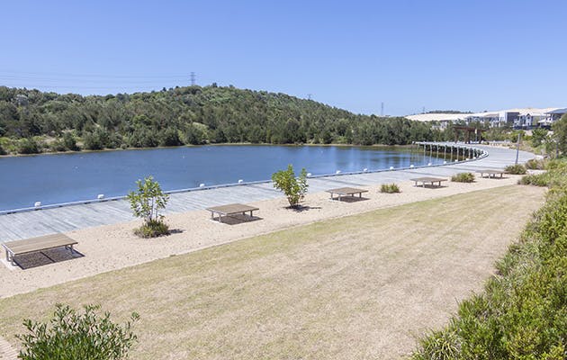 Furniture along boardwalk