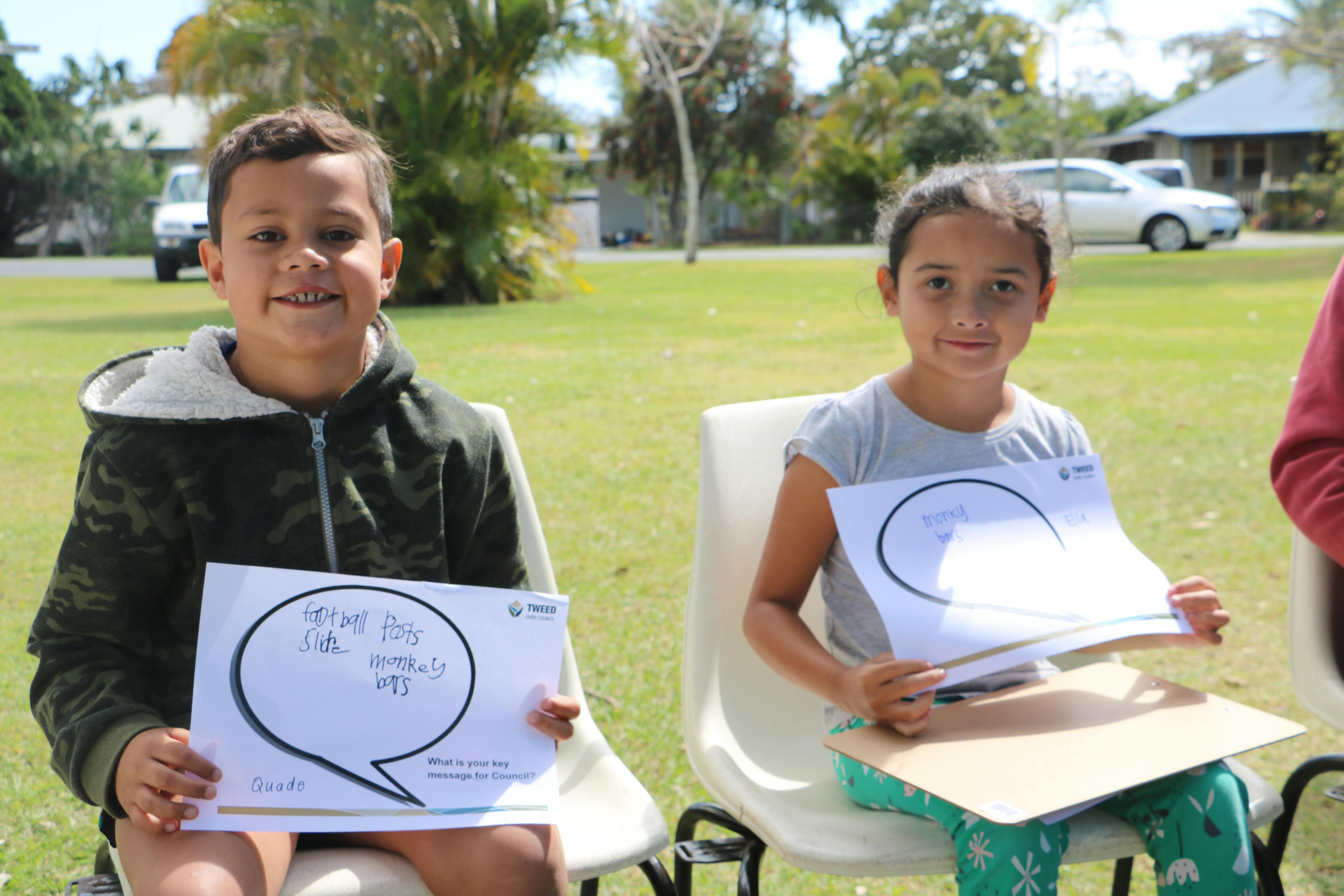 Local children sharing their ideas for the park upgrade at South Tweed Heads
