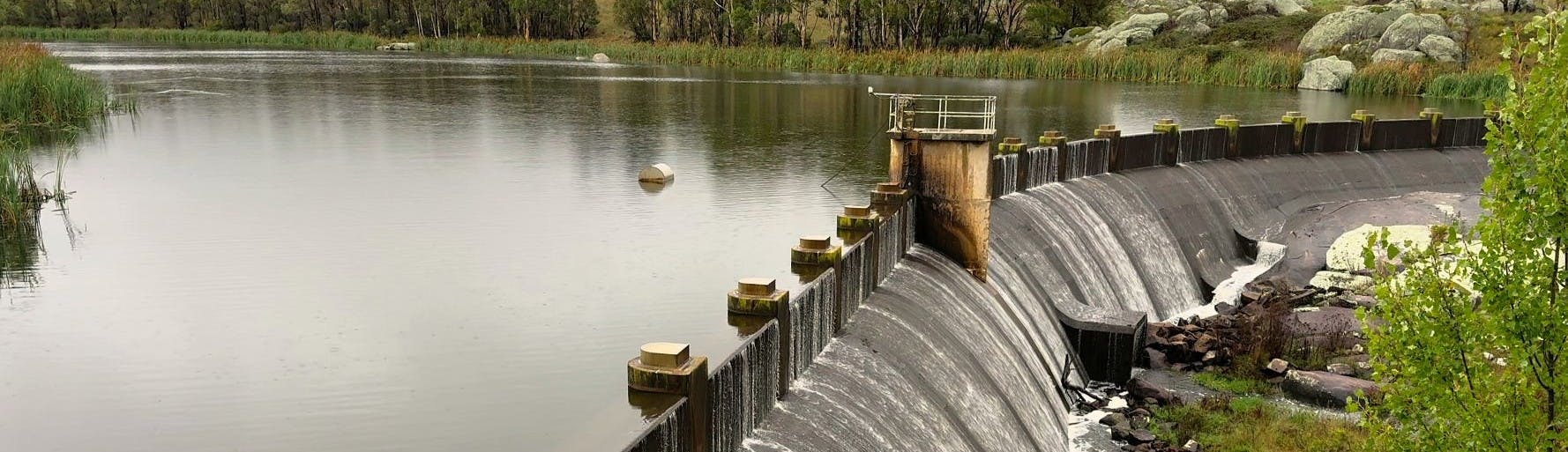 Kentucky Creek dam overflowing August 2025