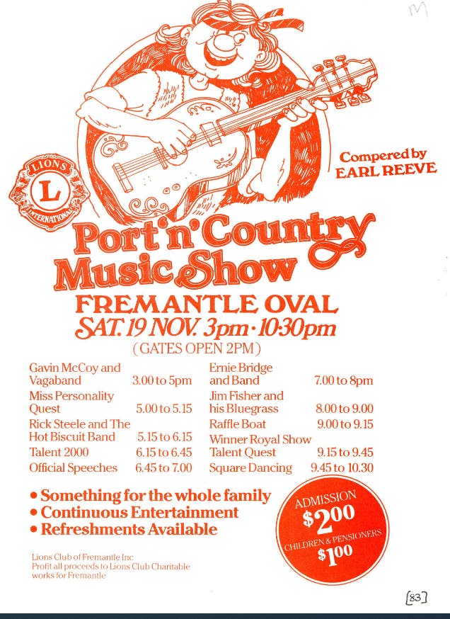 Port n country music show Sat 19 Nov 1983