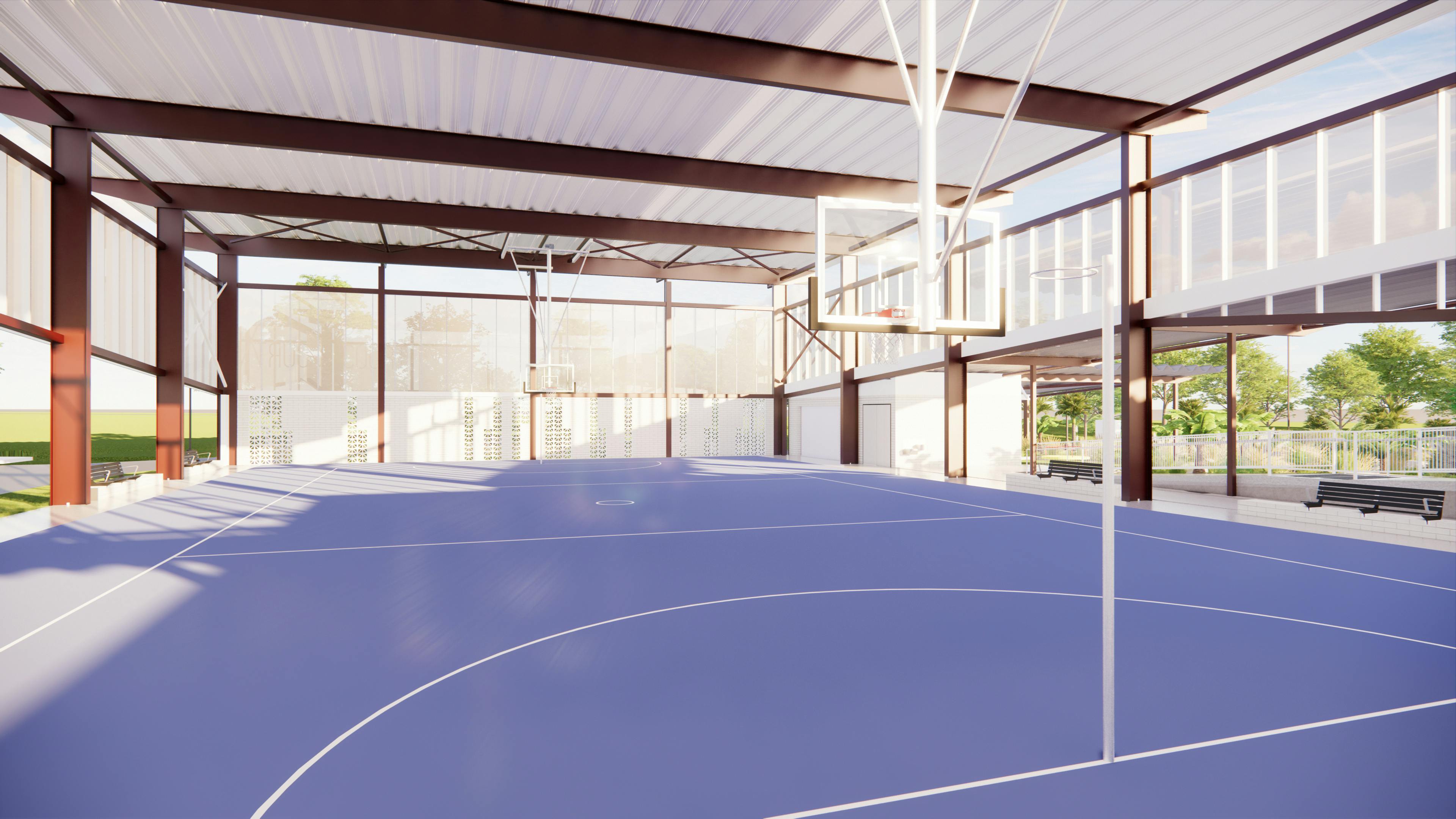 A view of Stage 1A multi-purpose sporting court. *Image is for illustrative purposes only and subject to change