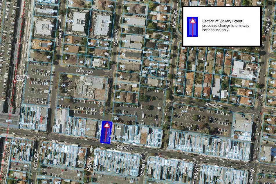 Map of proposed Vickery Street changes