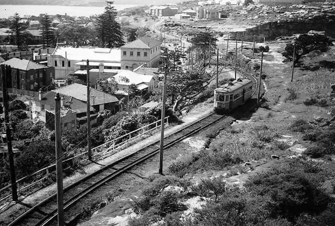 A tram running through Gap Park The image shows a tram car running along the single line tram route through Gap Park. The poles and wires shown in the photo are now gone. The trams stopped running in 1960 following a government decision to scrap the tram network in Sydney. The park looked very different then with mainly sparse and low vegetation allowing uninterrupted views to the harbour, city and HMAS Watson at South Head.